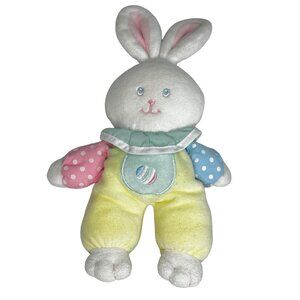 Vtg EDEN Baby Plush Bunny Rabbit Pastel Egg Polka Dot Lovey Toy 11"